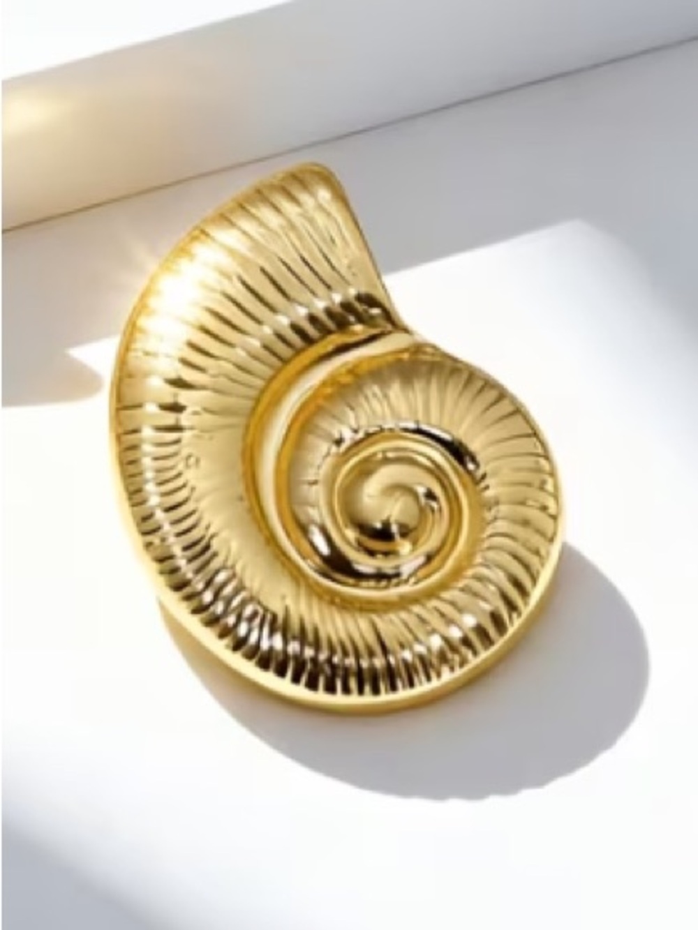 Golden Spiral Shell Brooch